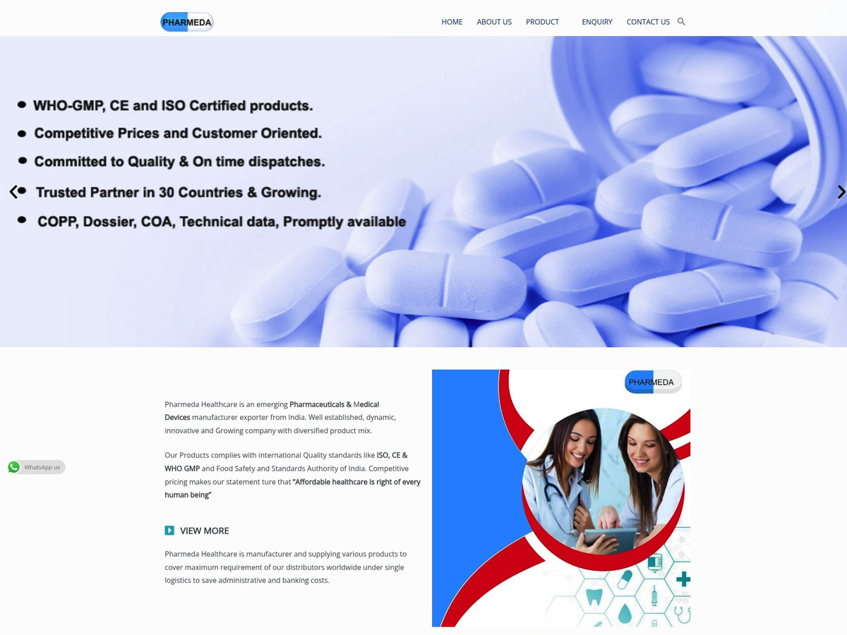 Pharmeda Healthcare Website Screenshot