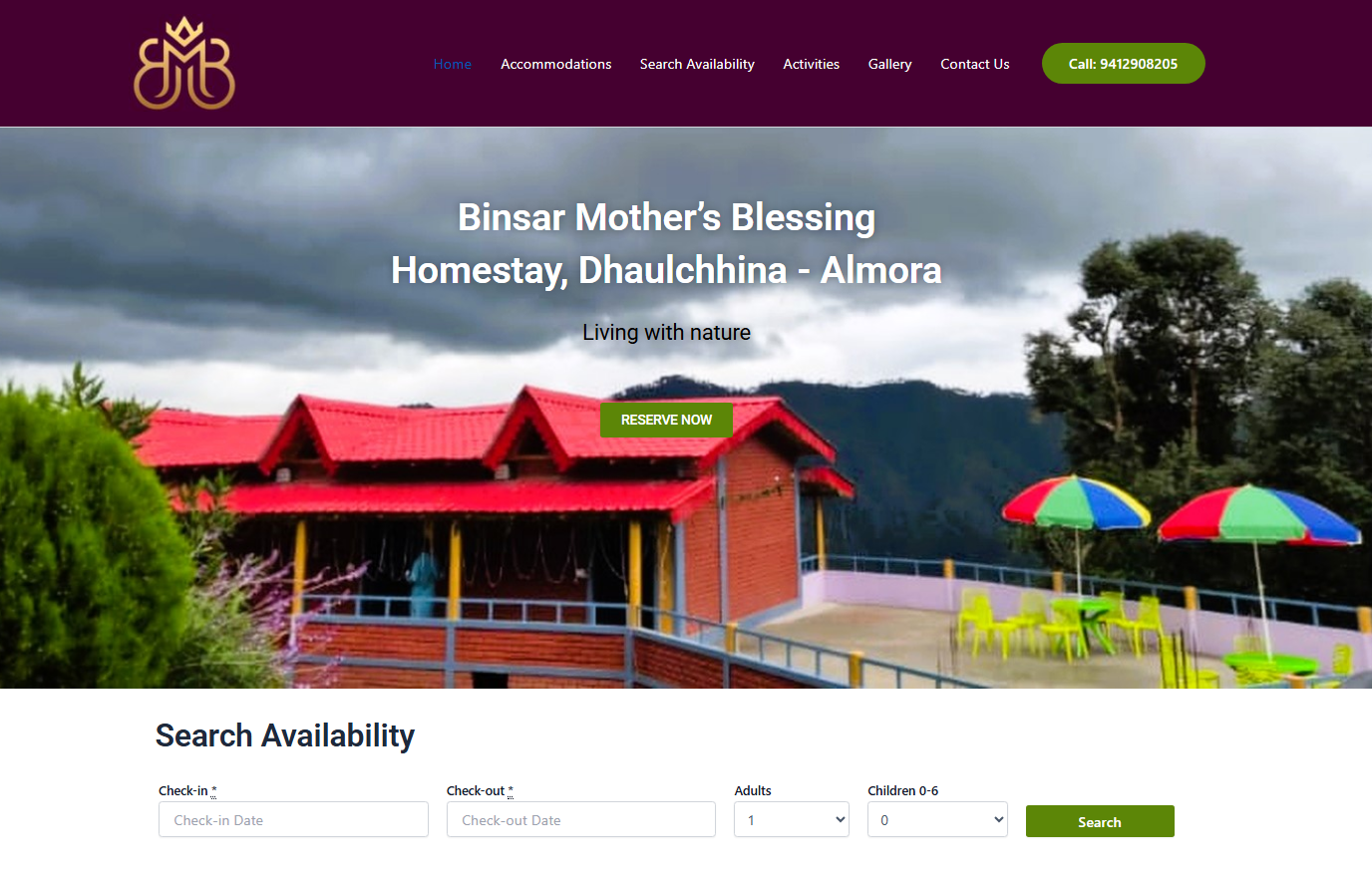 Website Design Service homestay website screenshot