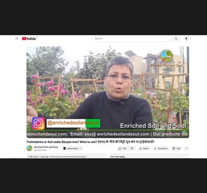 Screenshot of a woman speaking in a YouTube video on the Enriched Soil and Soul channel.